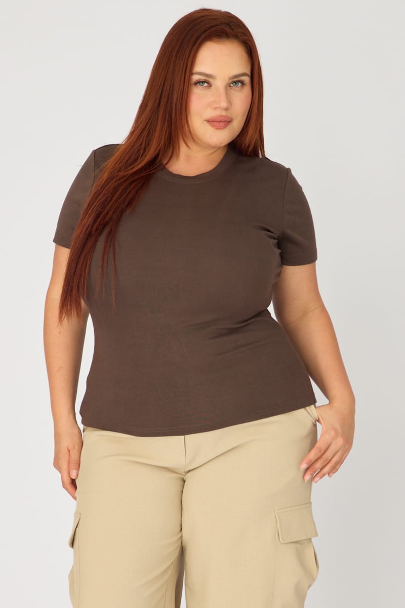 Brown T-shirt Short Sleeve Cotton for YouandAll Fashion