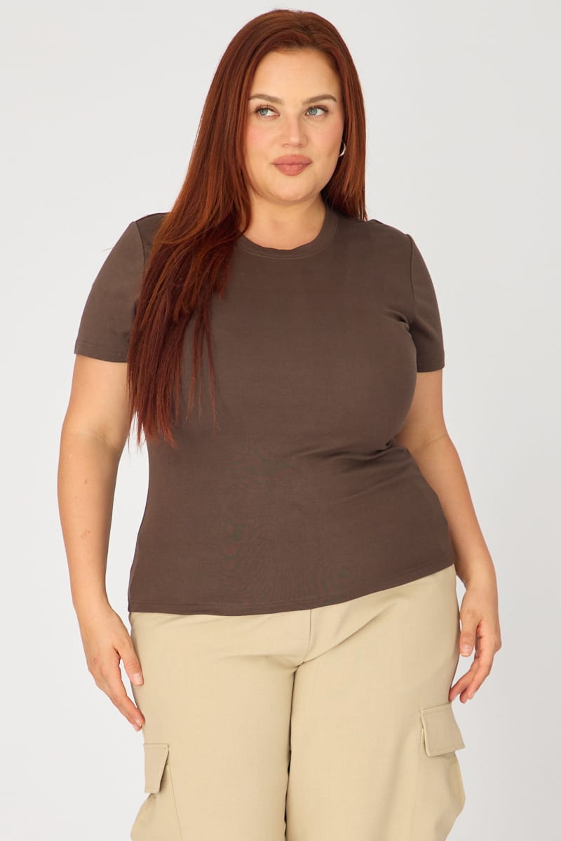 Brown T-shirt Short Sleeve Cotton for YouandAll Fashion