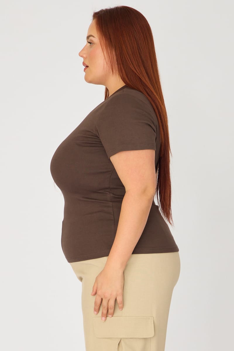Brown T-shirt Short Sleeve Cotton for YouandAll Fashion