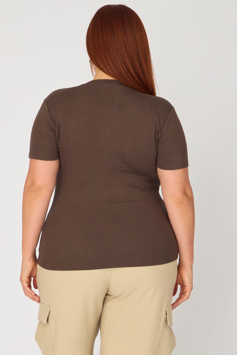 Brown T-shirt Short Sleeve Cotton for YouandAll Fashion