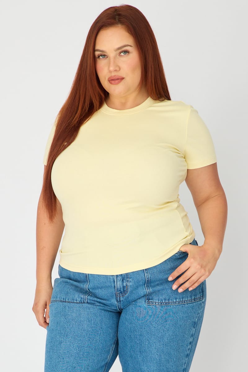 Yellow T-shirt Short Sleeve Cotton for YouandAll Fashion
