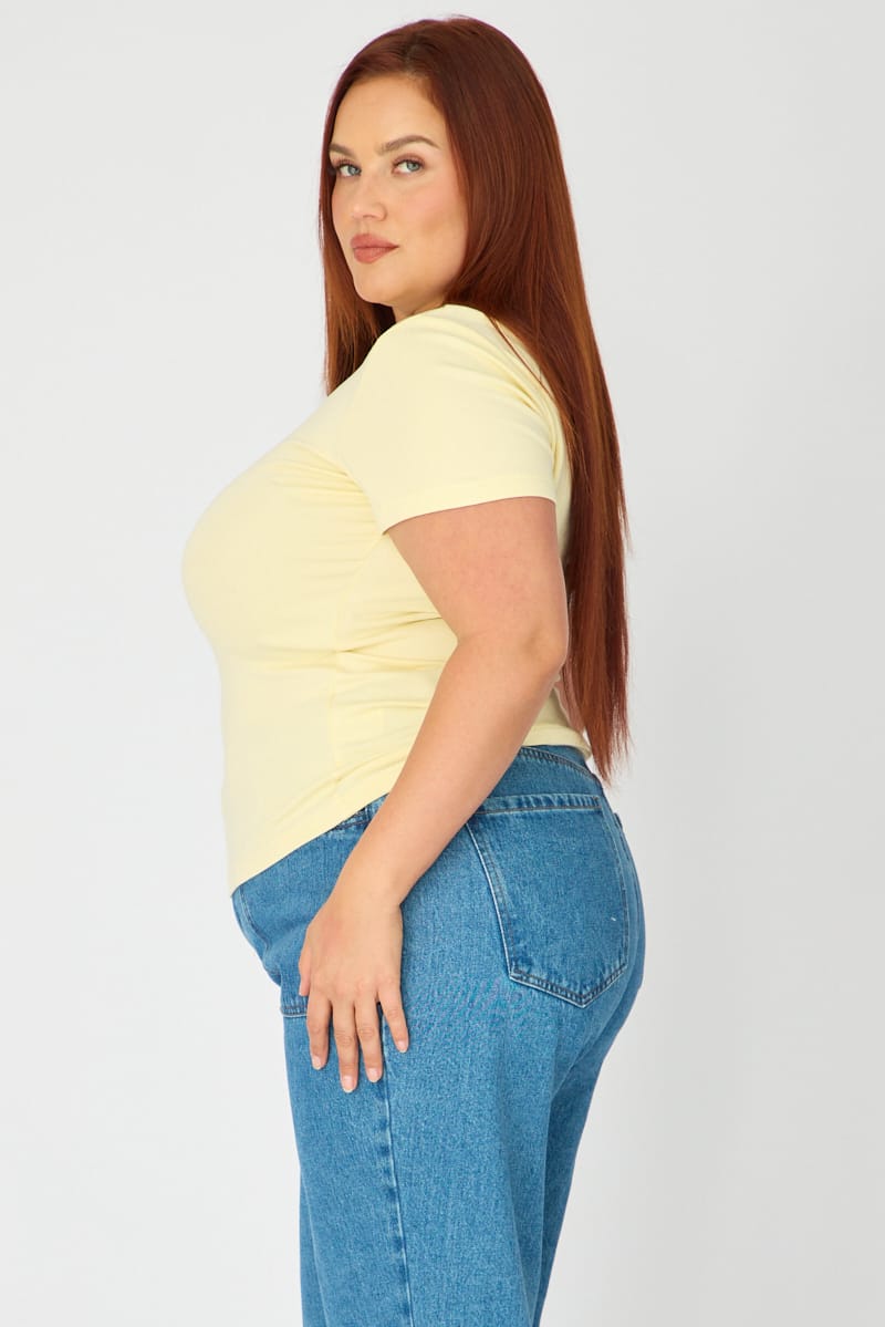 Yellow T-shirt Short Sleeve Cotton for YouandAll Fashion