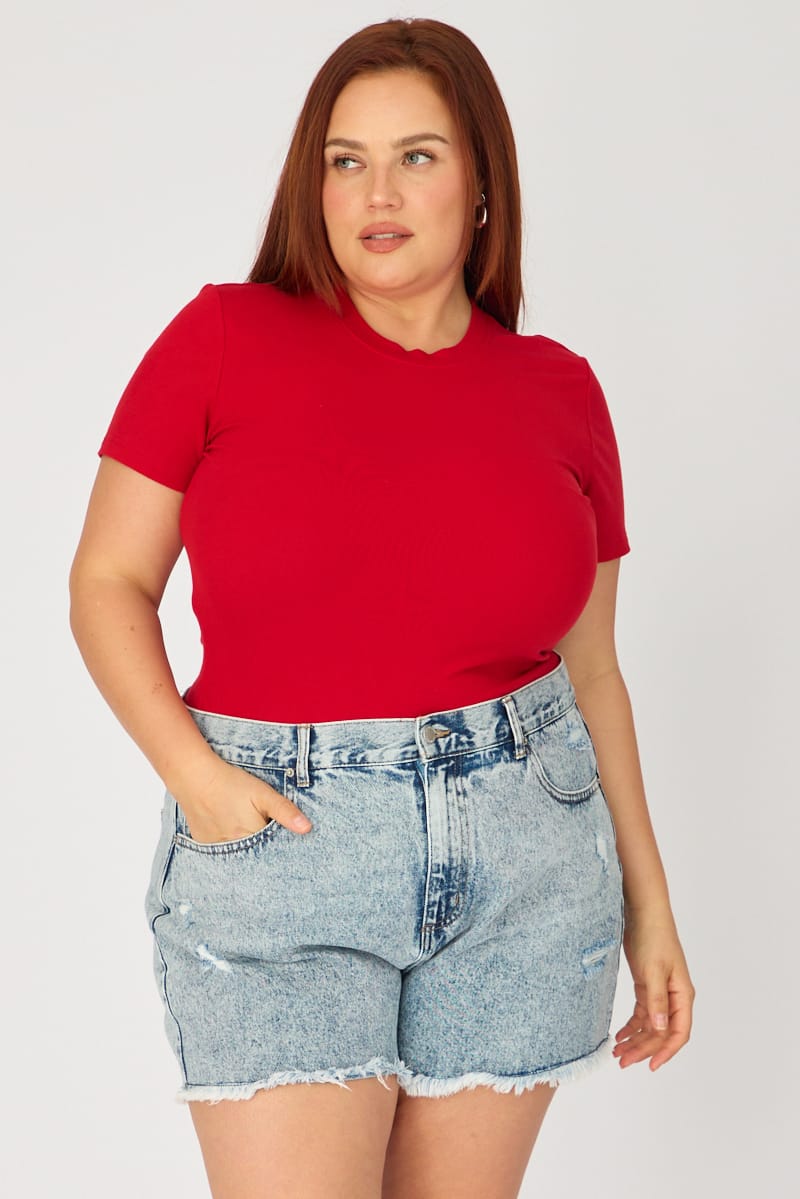 Red T-shirt Short Sleeve Cotton for YouandAll Fashion