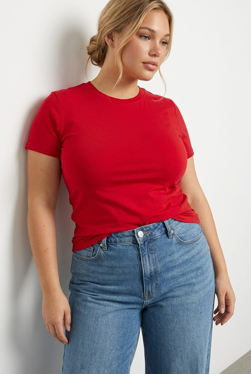 Red T-shirt Short Sleeve Cotton for YouandAll Fashion