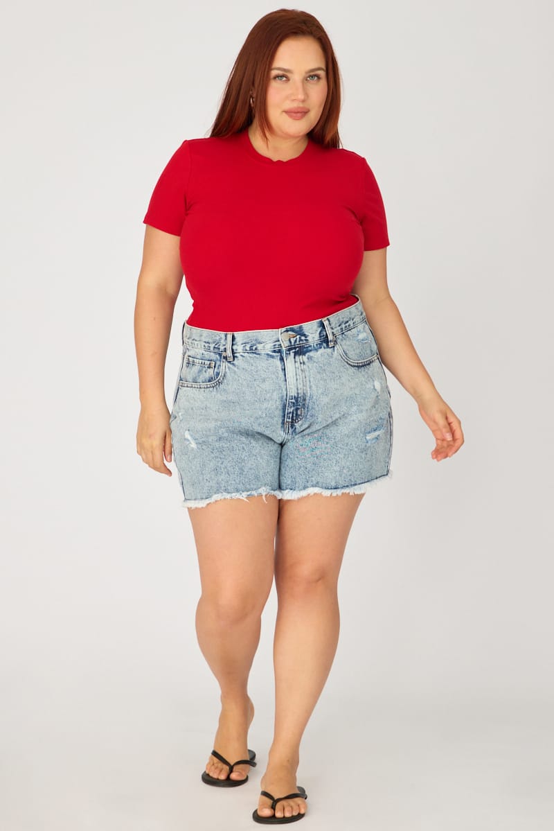 Red T-shirt Short Sleeve Cotton for YouandAll Fashion