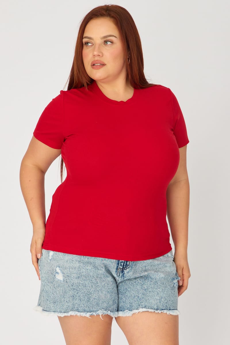 Red T-shirt Short Sleeve Cotton for YouandAll Fashion