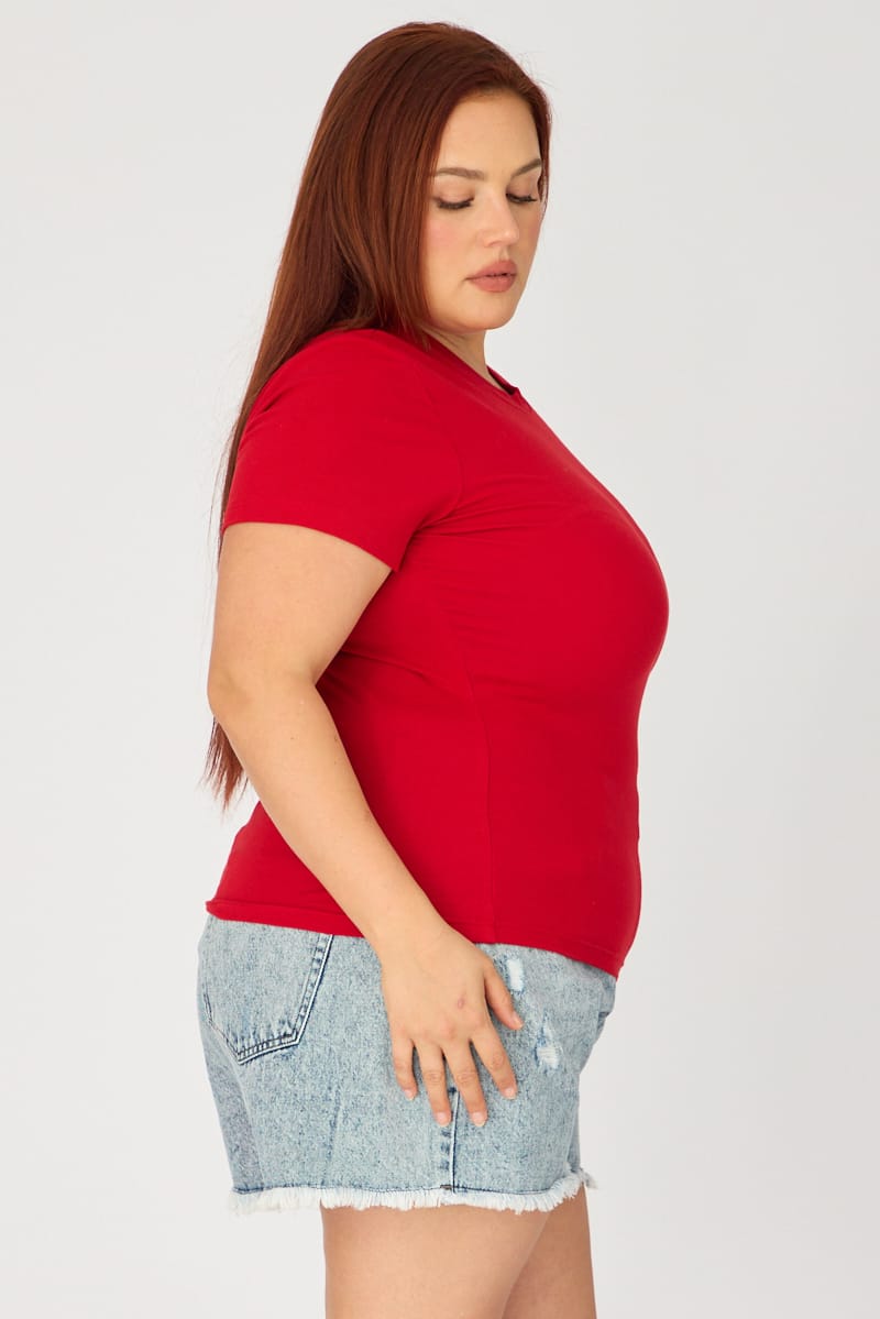 Red T-shirt Short Sleeve Cotton for YouandAll Fashion