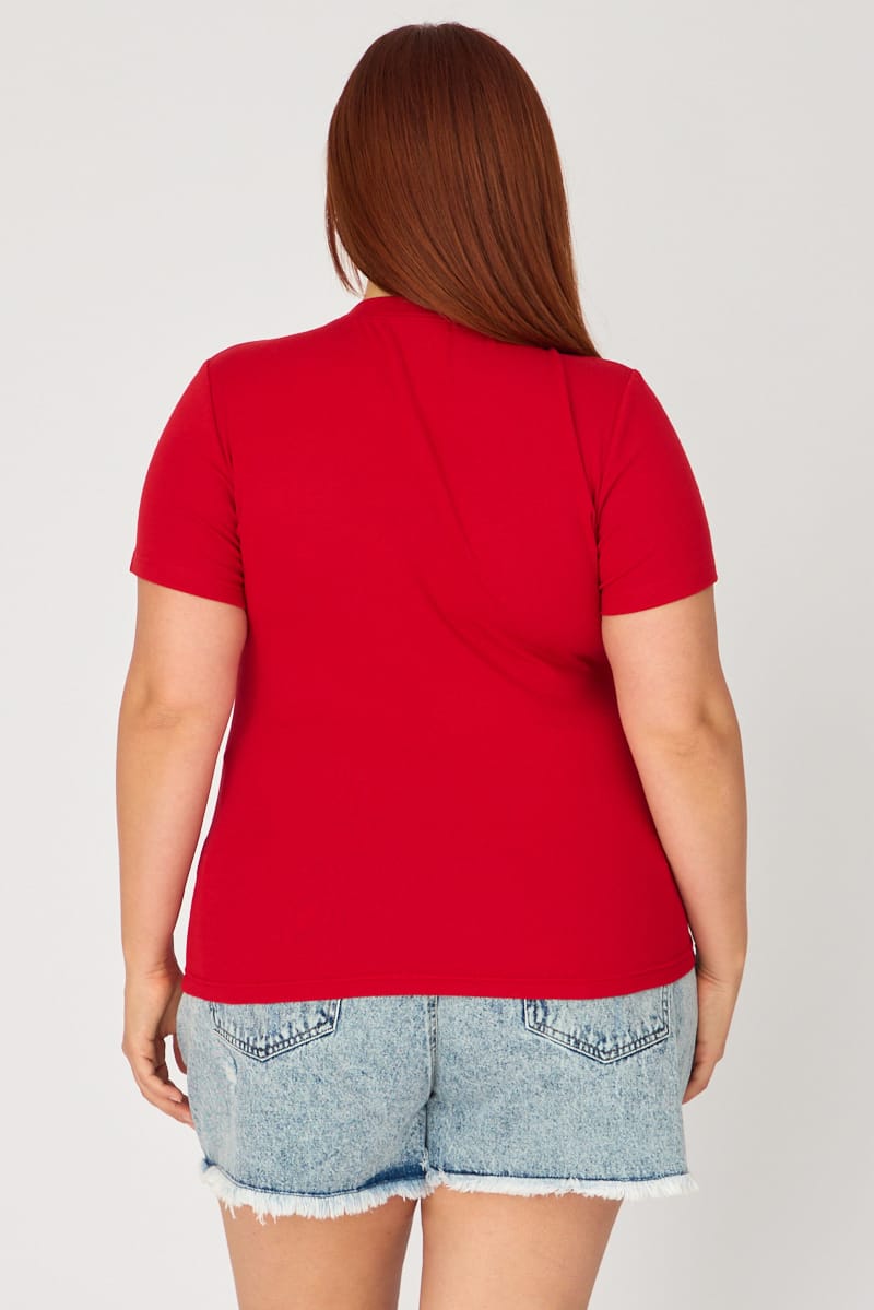 Red T-shirt Short Sleeve Cotton for YouandAll Fashion