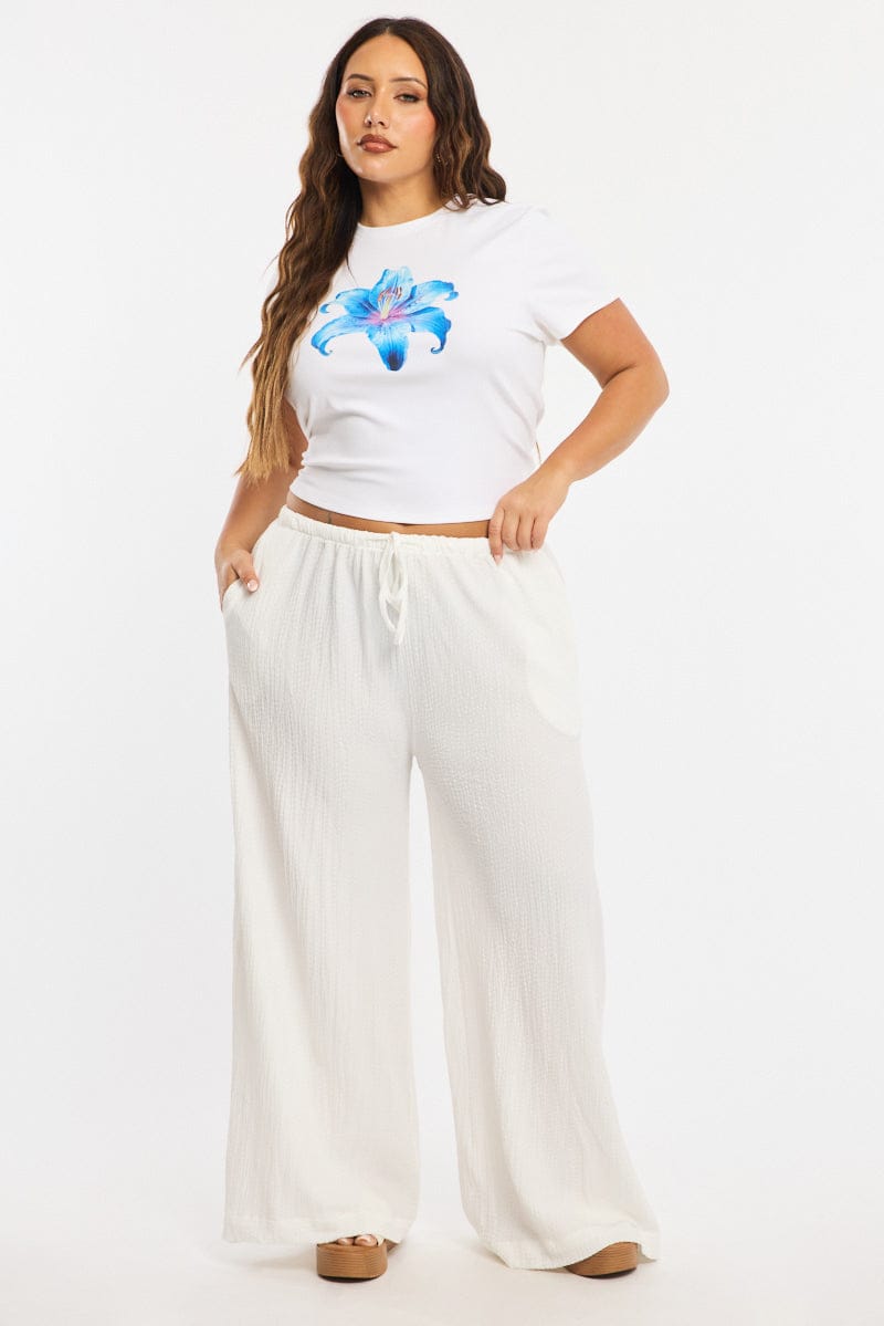 White Floral Baby Tee Short Sleeve for YouandAll Fashion