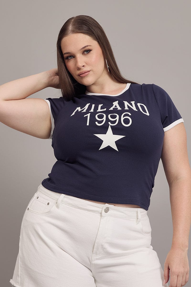 Blue Milano Baby Tee Short Sleeve for YouandAll Fashion
