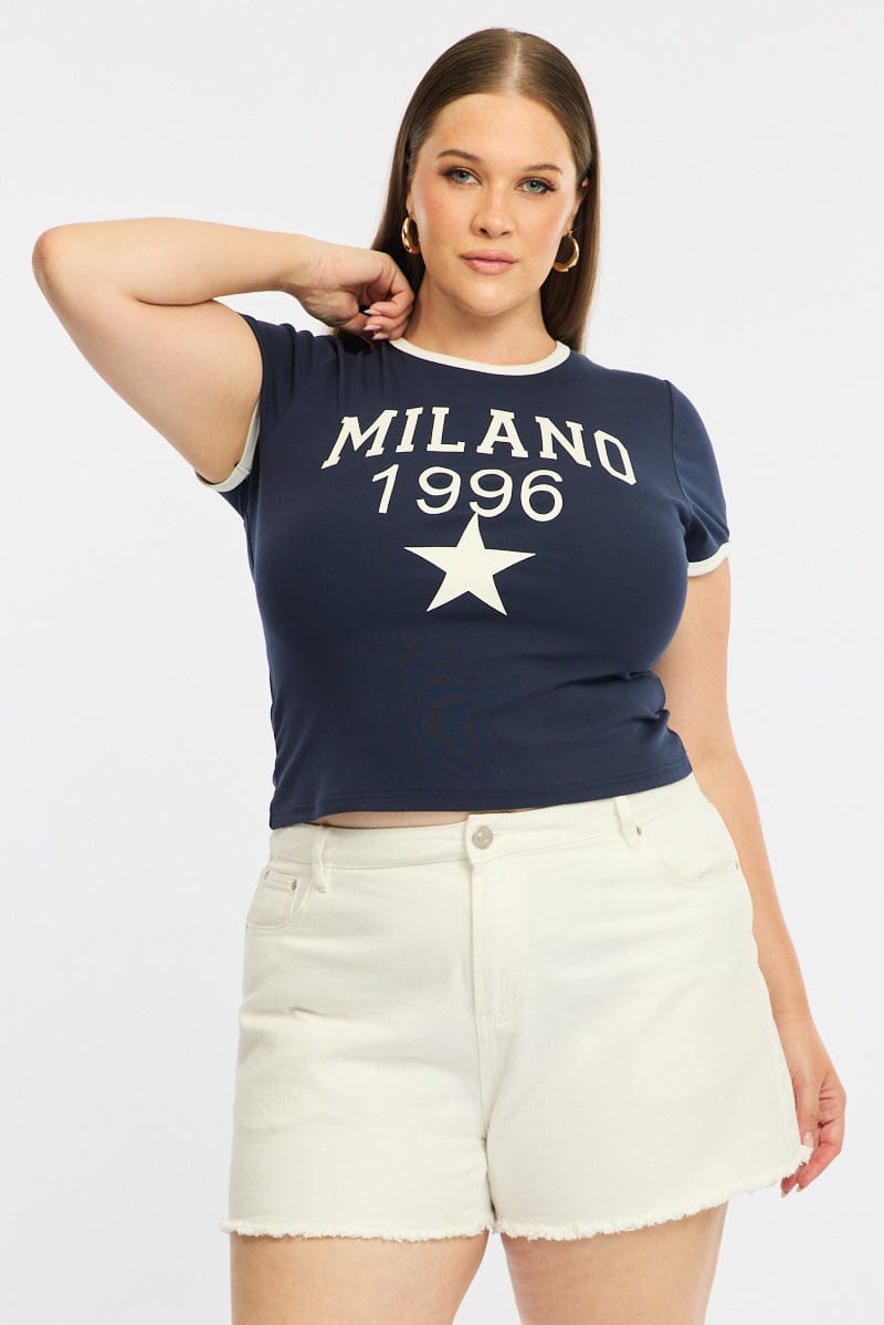Blue Milano Baby Tee Short Sleeve for YouandAll Fashion