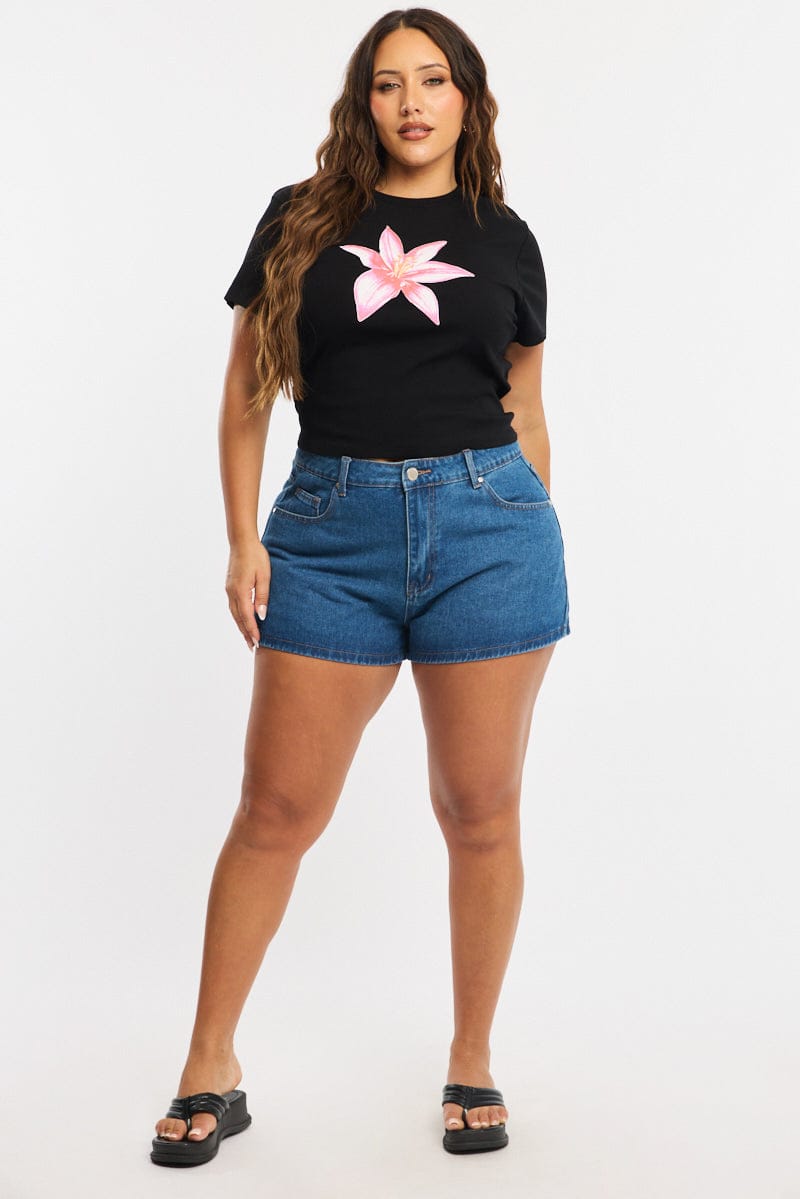 Black Floral Baby Tee Short Sleeve for YouandAll Fashion