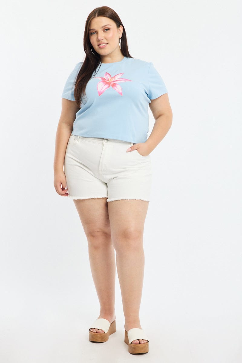 Blue Floral Baby Tee Short Sleeve for YouandAll Fashion