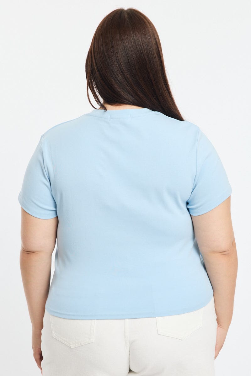 Blue Floral Baby Tee Short Sleeve for YouandAll Fashion