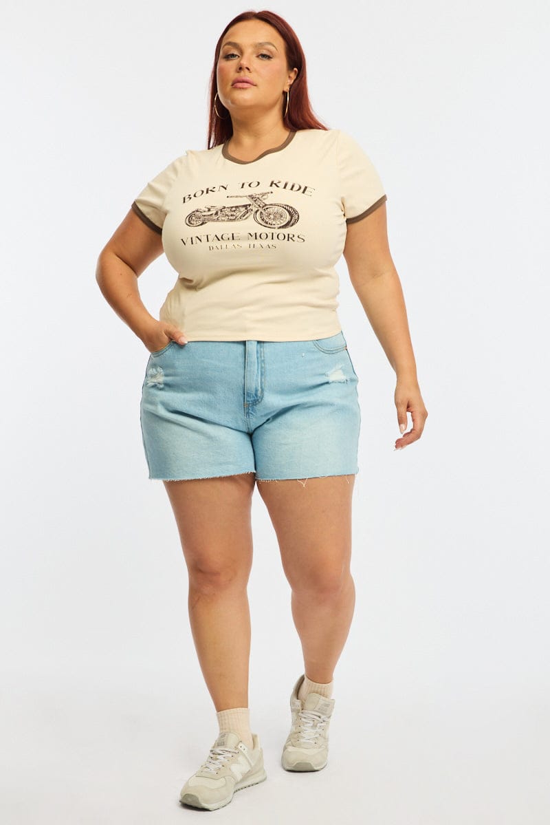 Beige Ride Baby Tee Short Sleeve for YouandAll Fashion