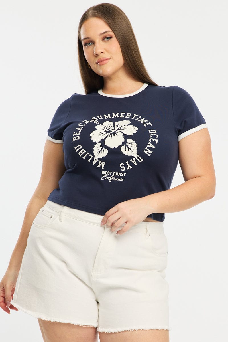 Blue Ringer Tee Short Sleeve for YouandAll Fashion