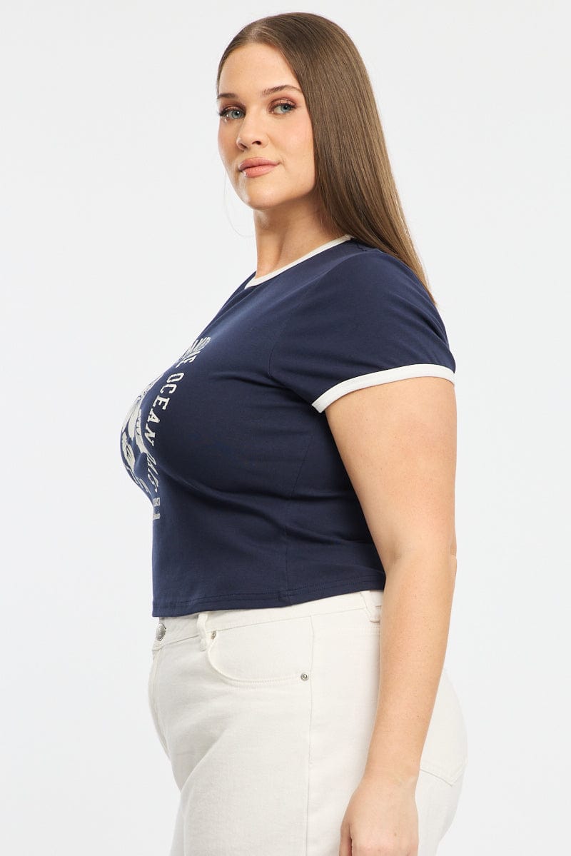 Blue Ringer Tee Short Sleeve for YouandAll Fashion