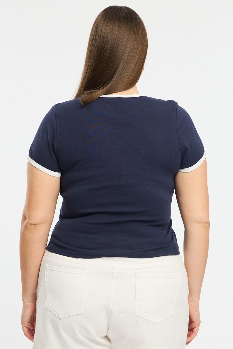 Blue Ringer Tee Short Sleeve for YouandAll Fashion