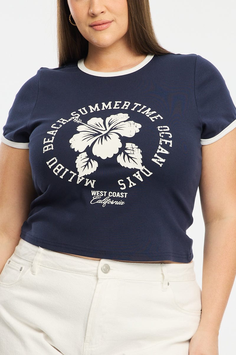 Blue Ringer Tee Short Sleeve for YouandAll Fashion