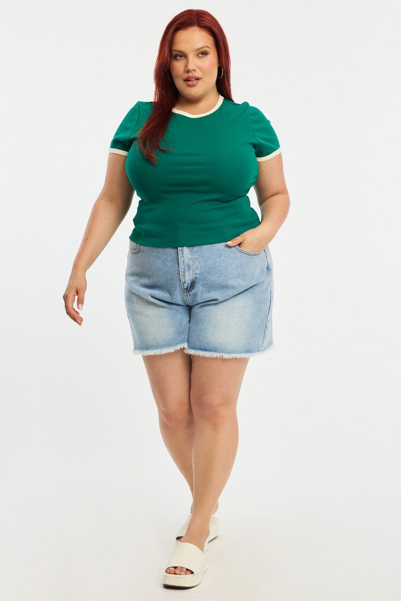 Green Ringer Tee Short Sleeve for YouandAll Fashion