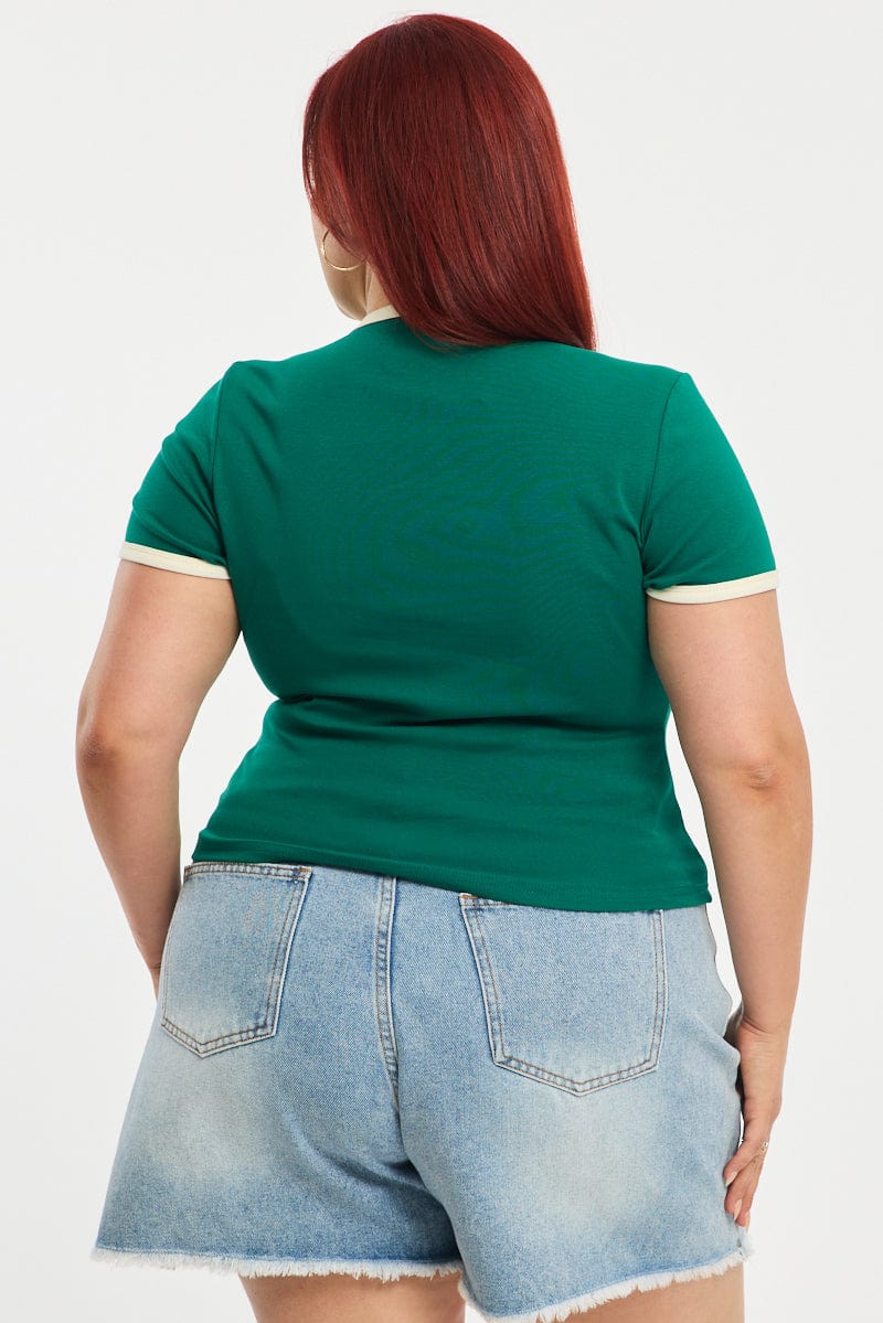 Green Ringer Tee Short Sleeve for YouandAll Fashion