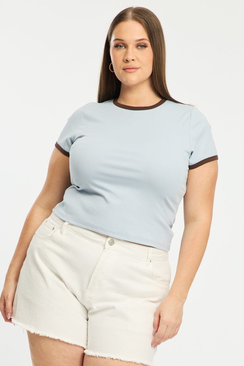 Blue Ringer Tee Short Sleeve for YouandAll Fashion