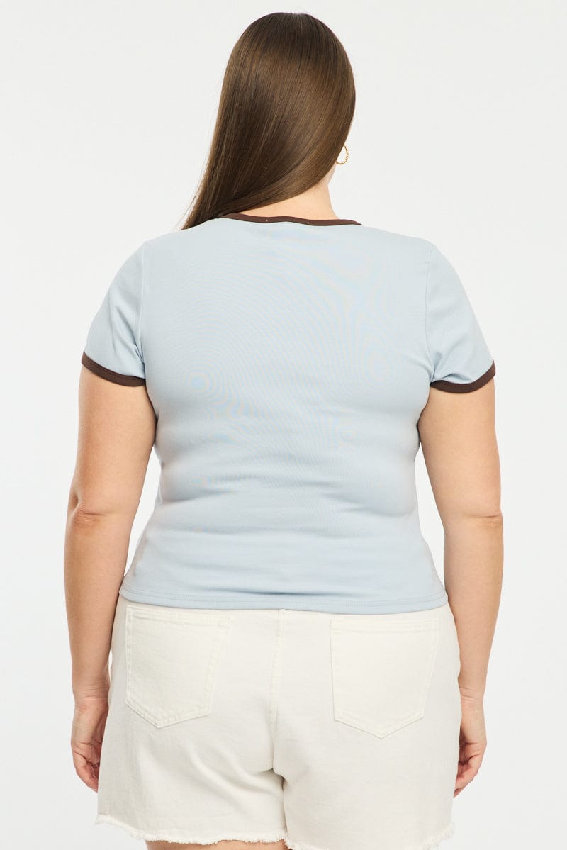 Blue Ringer Tee Short Sleeve for YouandAll Fashion