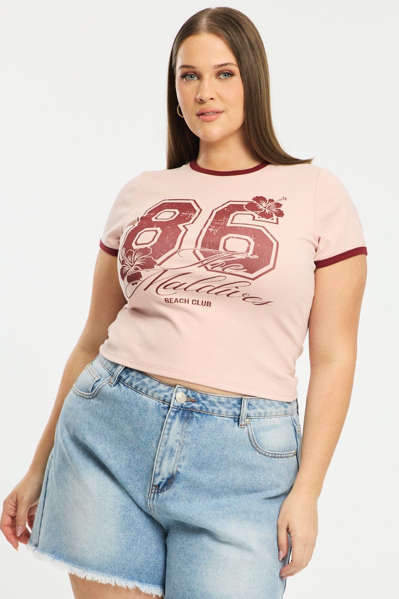 Pink Ringer Tee Short Sleeve for YouandAll Fashion