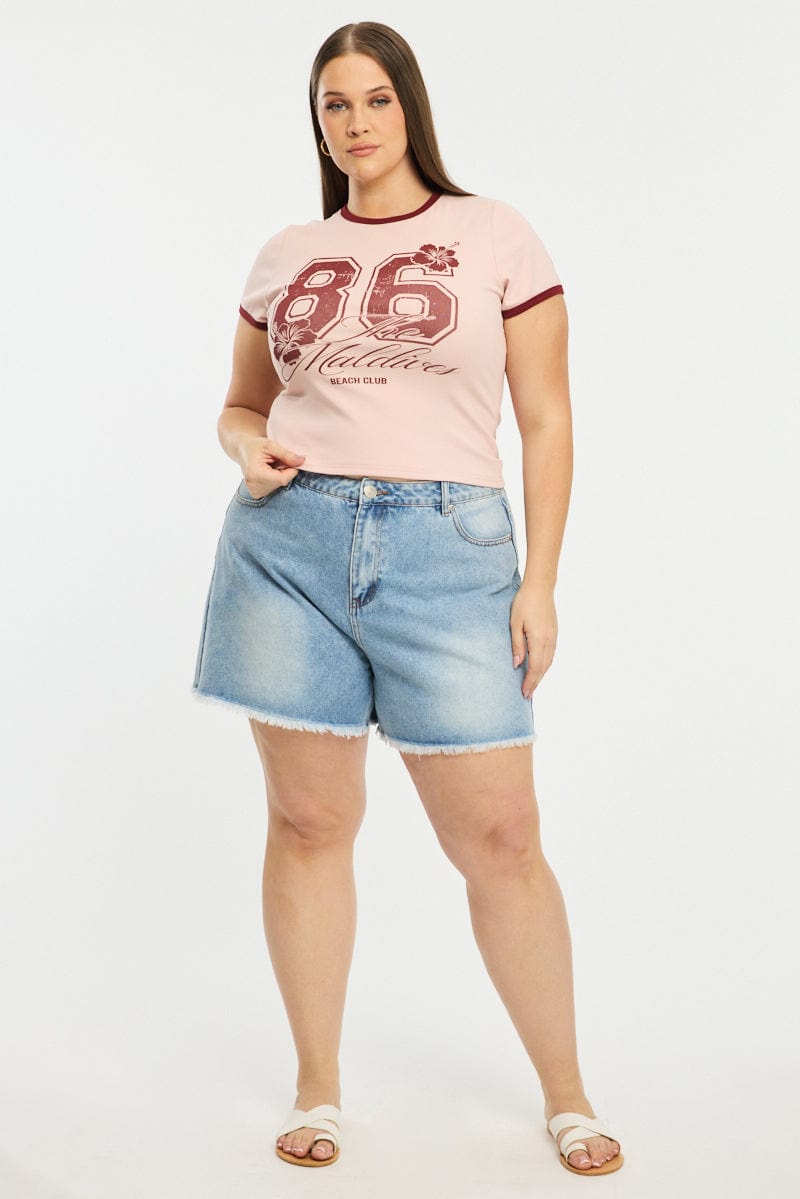 Pink Ringer Tee Short Sleeve for YouandAll Fashion