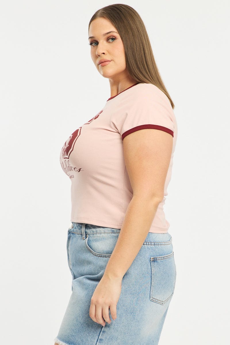Pink Ringer Tee Short Sleeve for YouandAll Fashion