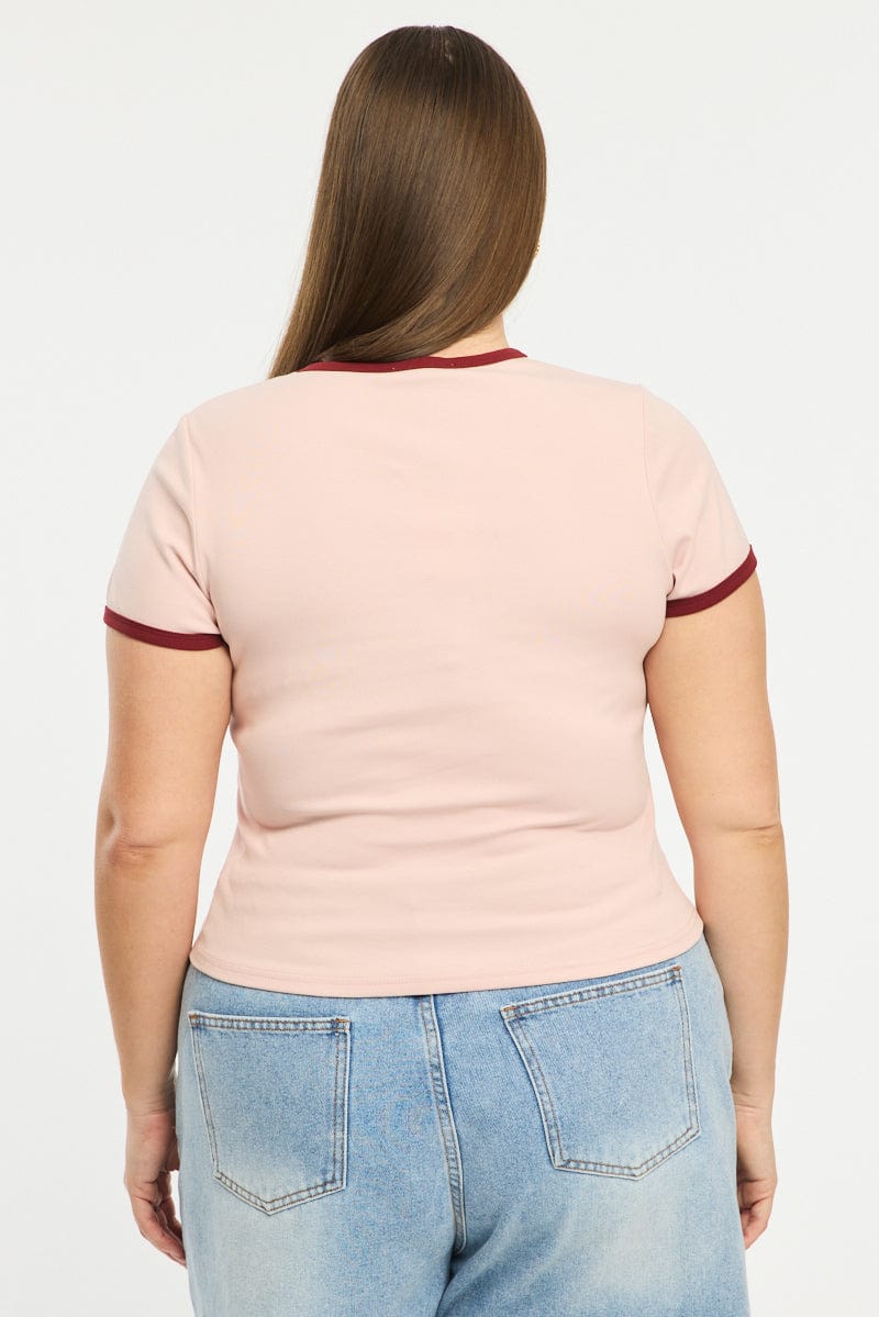 Pink Ringer Tee Short Sleeve for YouandAll Fashion
