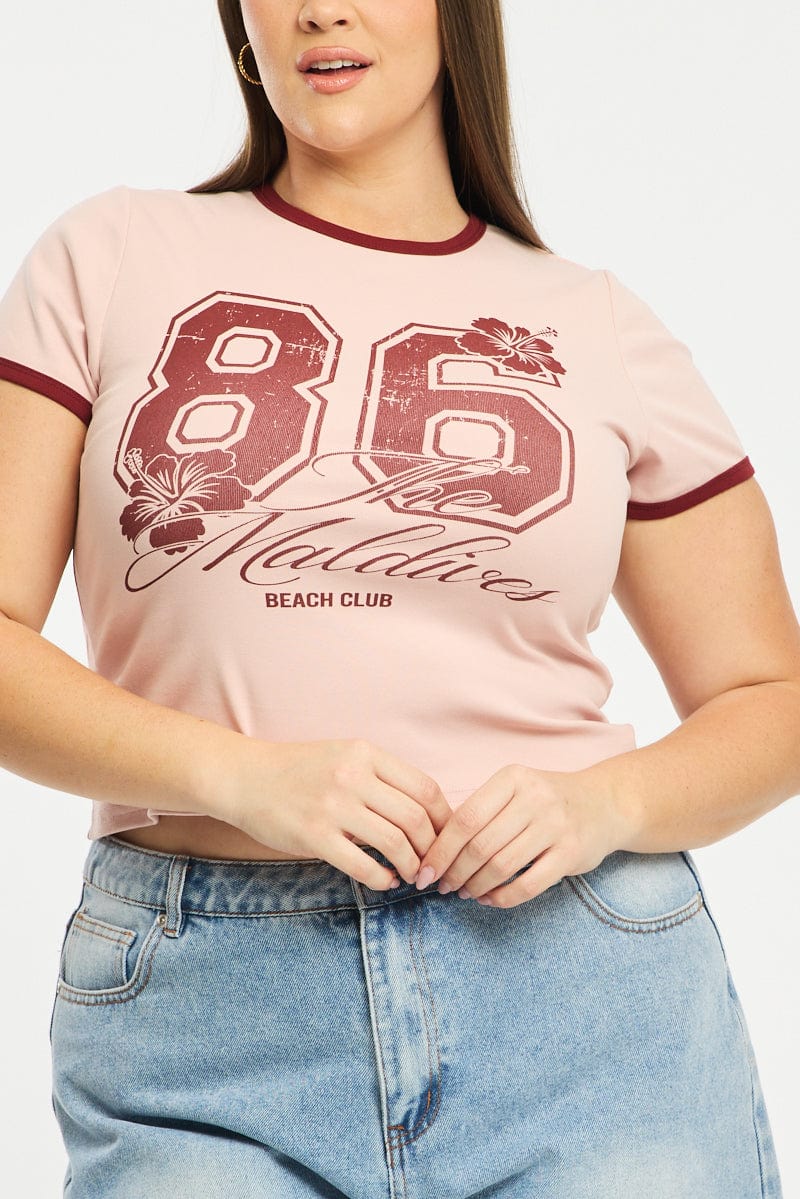 Pink Ringer Tee Short Sleeve for YouandAll Fashion