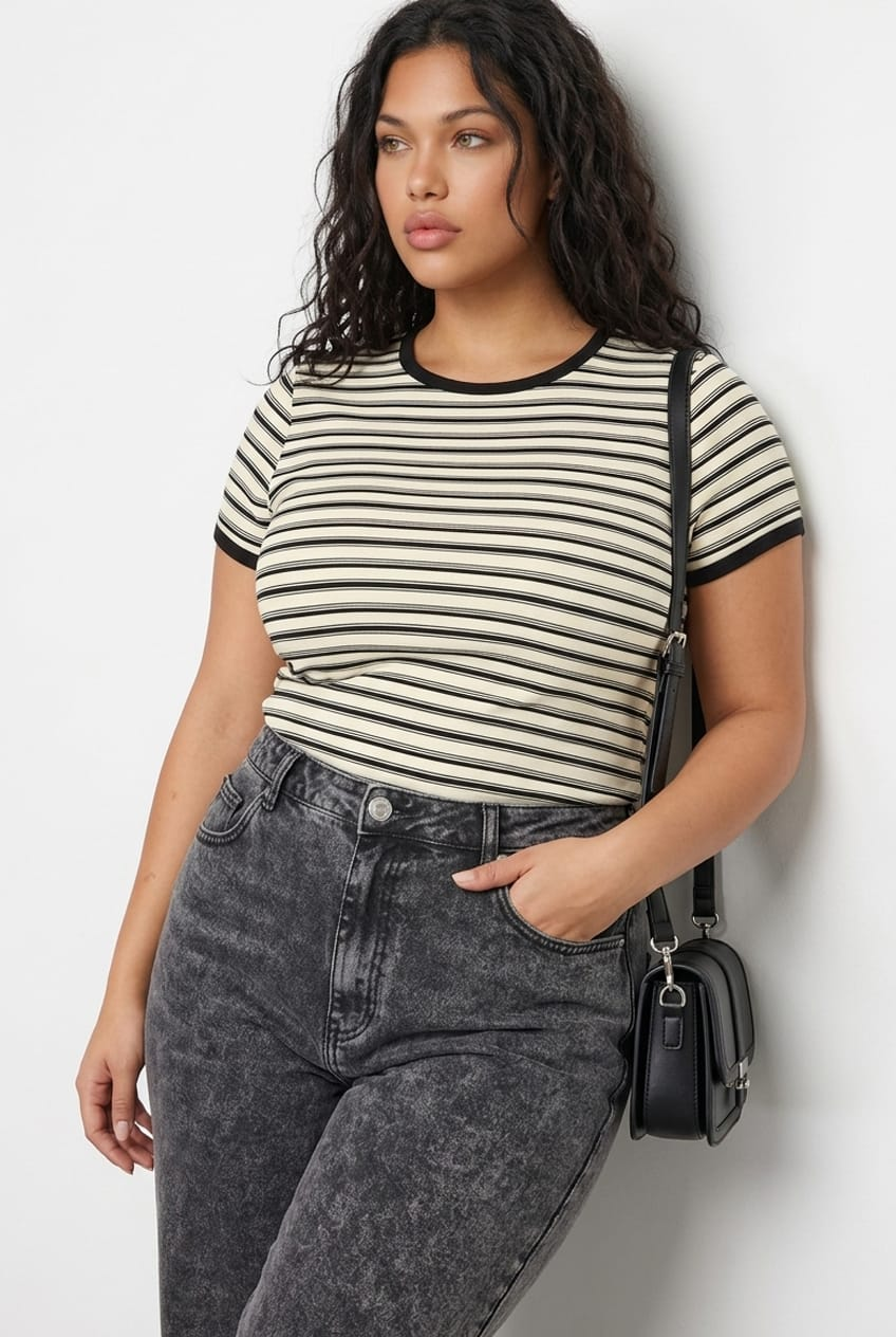 Black Stripe Baby Tee Short Sleeve for YouandAll Fashion