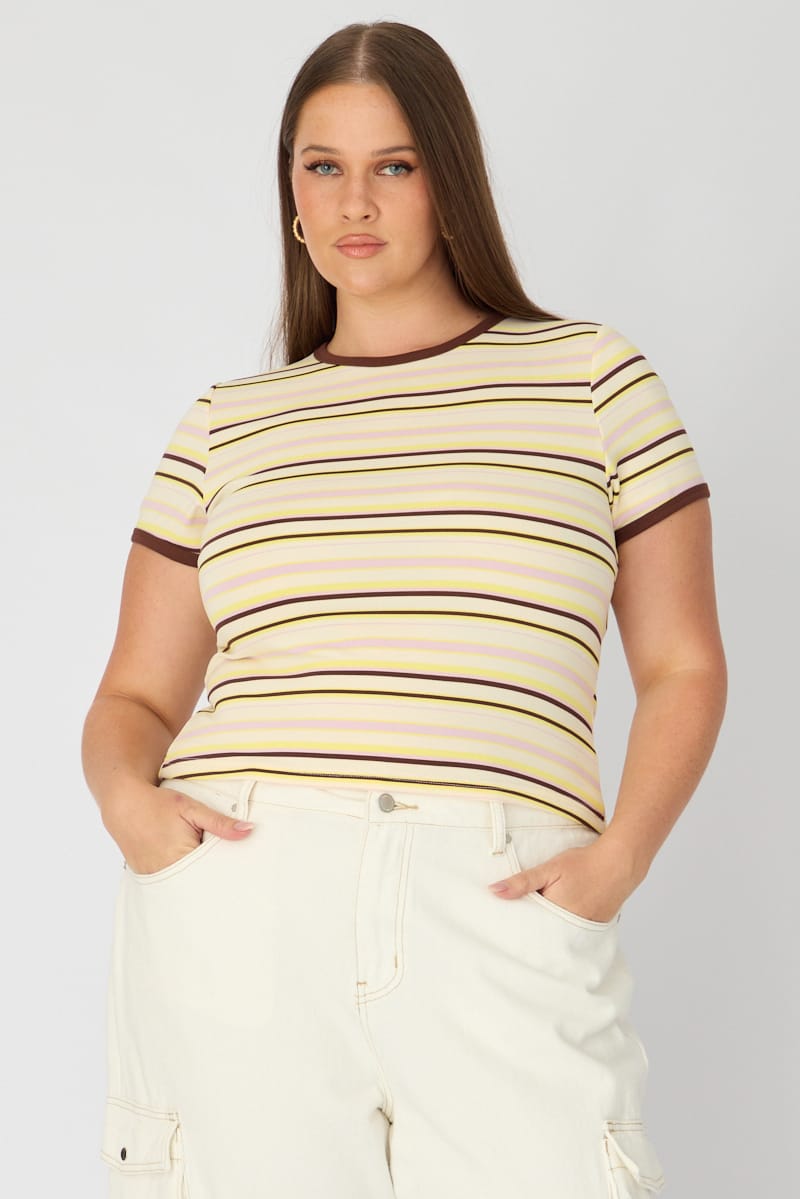Multi Stripe Baby Tee Short Sleeve for YouandAll Fashion