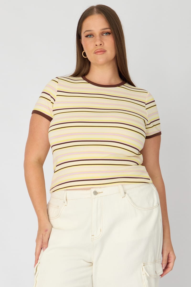 Multi Stripe Baby Tee Short Sleeve for YouandAll Fashion