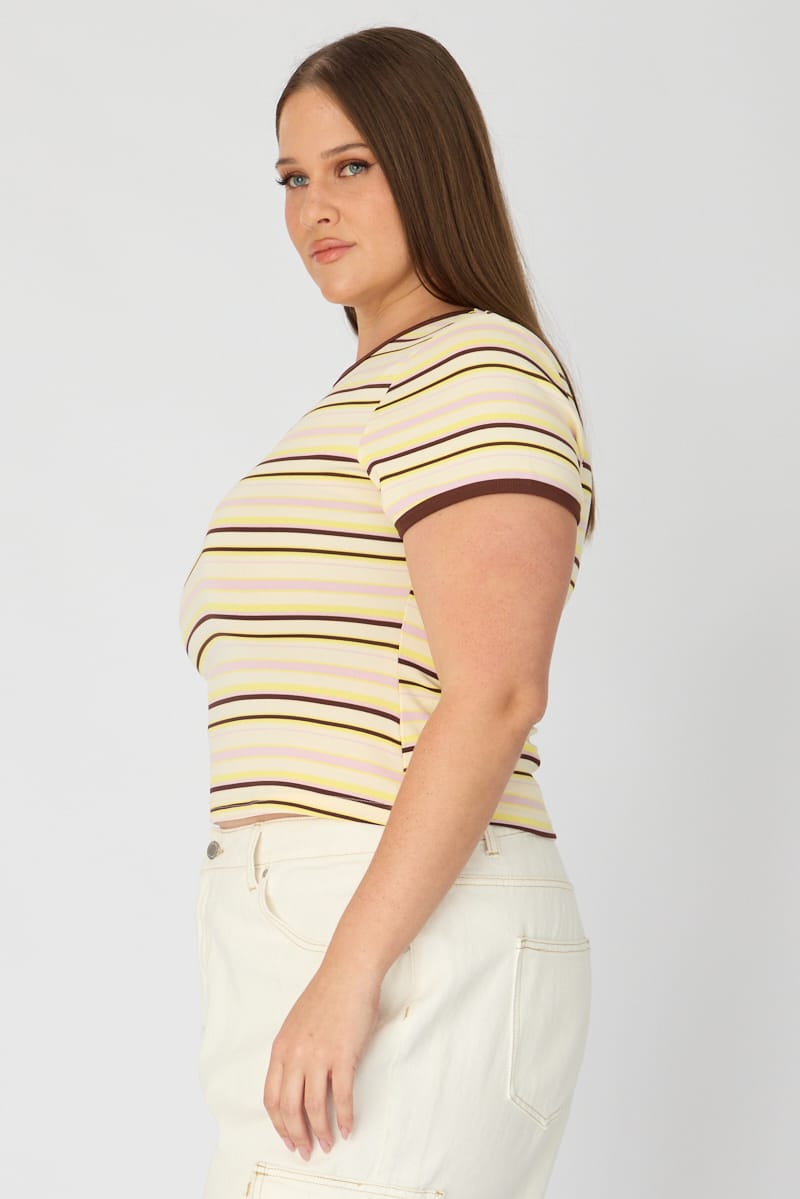 Multi Stripe Baby Tee Short Sleeve for YouandAll Fashion