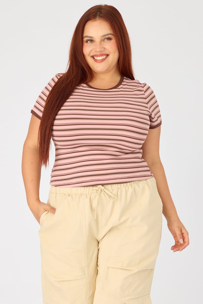 Pink Stripe Baby Tee Short Sleeve for YouandAll Fashion
