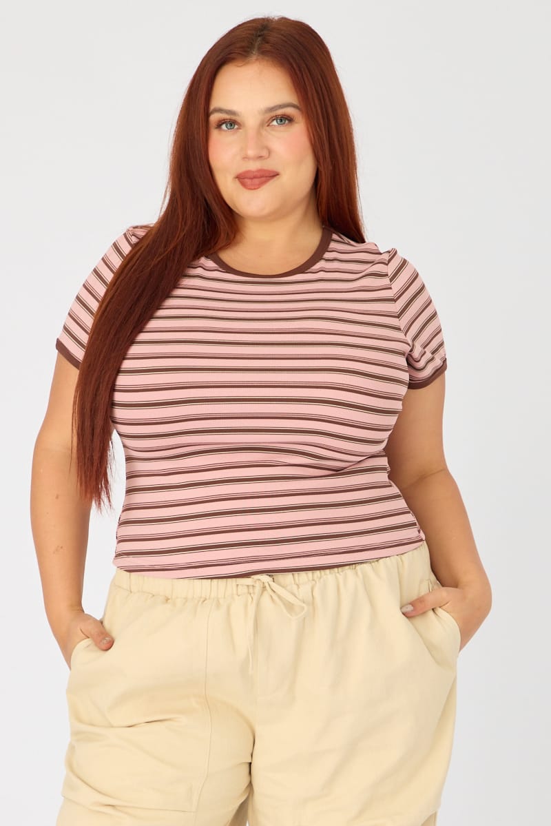 Pink Stripe Baby Tee Short Sleeve for YouandAll Fashion