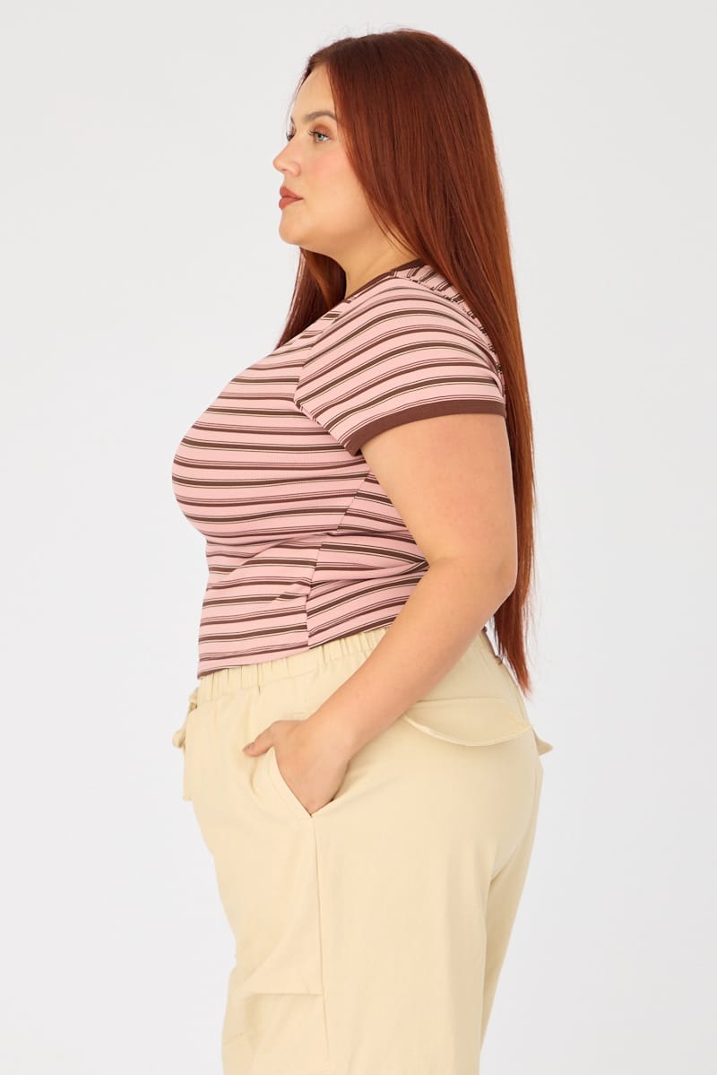 Pink Stripe Baby Tee Short Sleeve for YouandAll Fashion