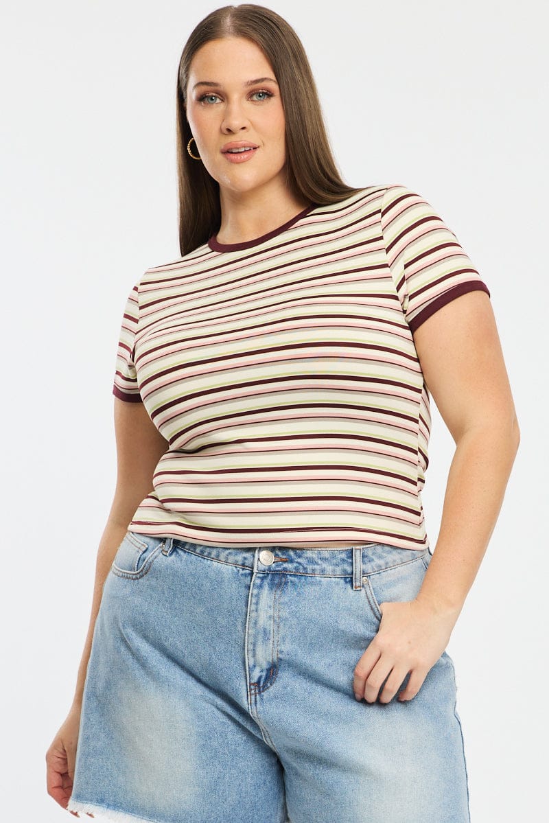Multi Stripe Baby Tee Short Sleeve for YouandAll Fashion