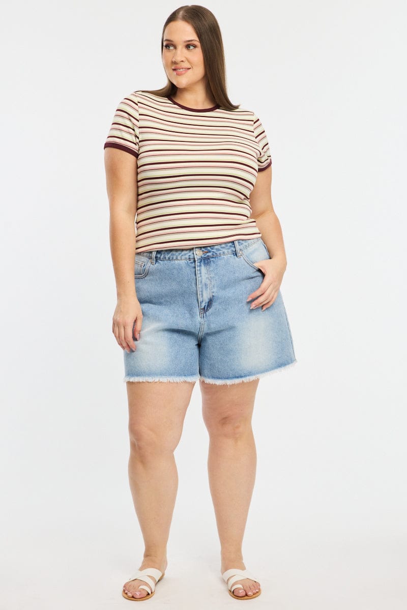 Multi Stripe Baby Tee Short Sleeve for YouandAll Fashion