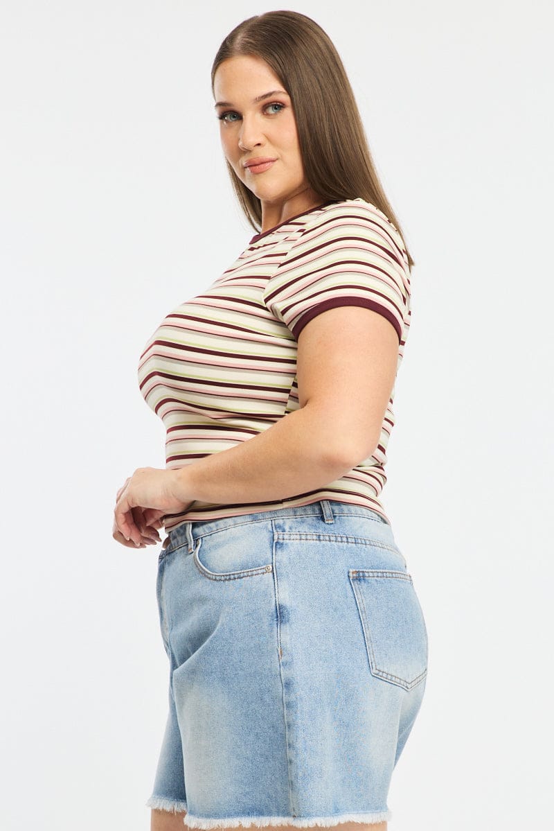 Multi Stripe Baby Tee Short Sleeve for YouandAll Fashion