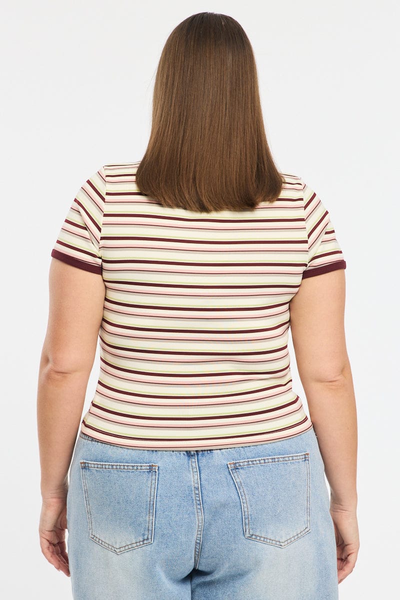 Multi Stripe Baby Tee Short Sleeve for YouandAll Fashion