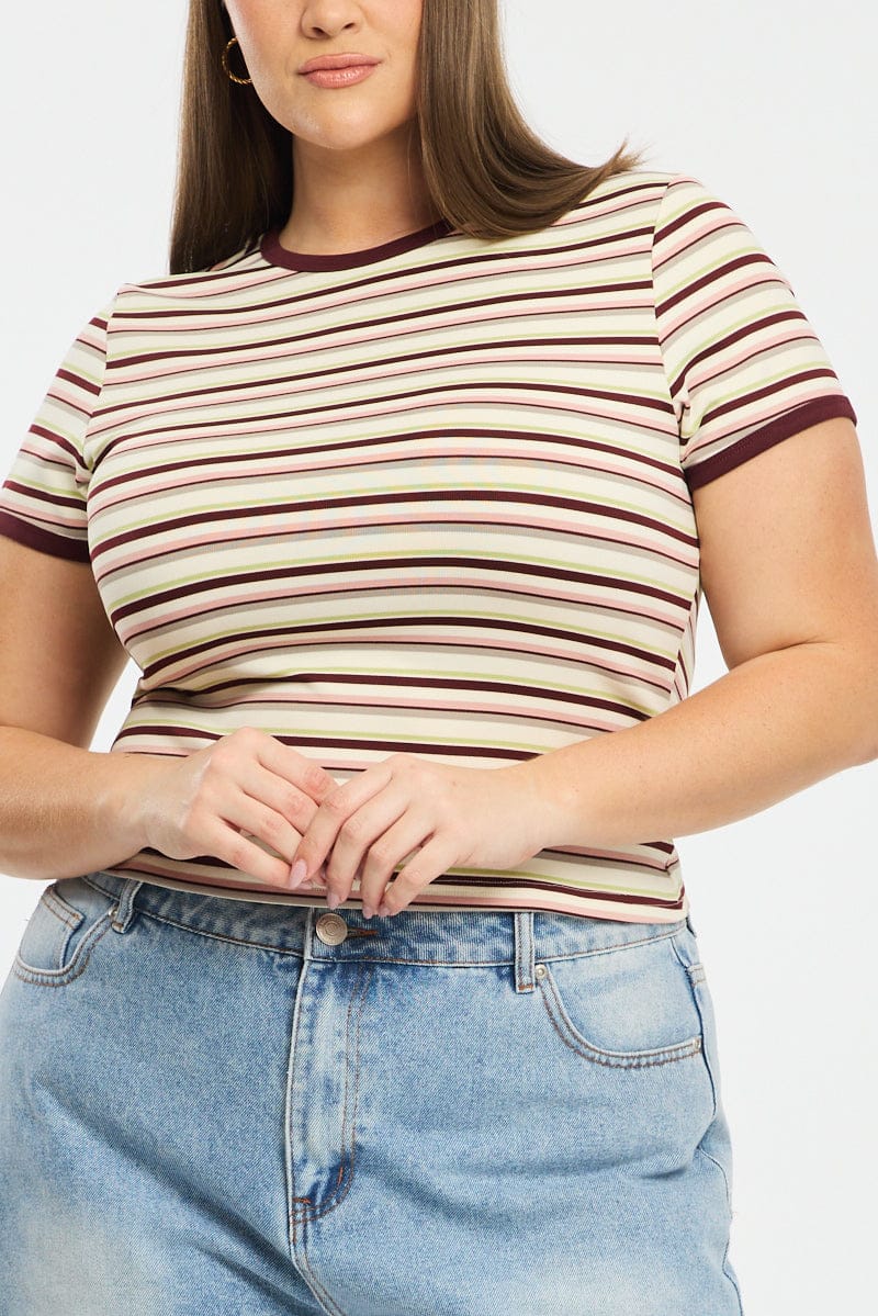 Multi Stripe Baby Tee Short Sleeve for YouandAll Fashion