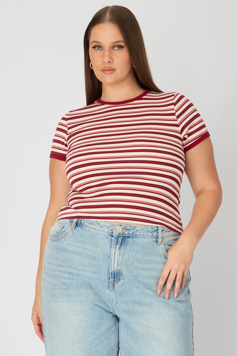 Red Stripe Baby Tee Short Sleeve for YouandAll Fashion