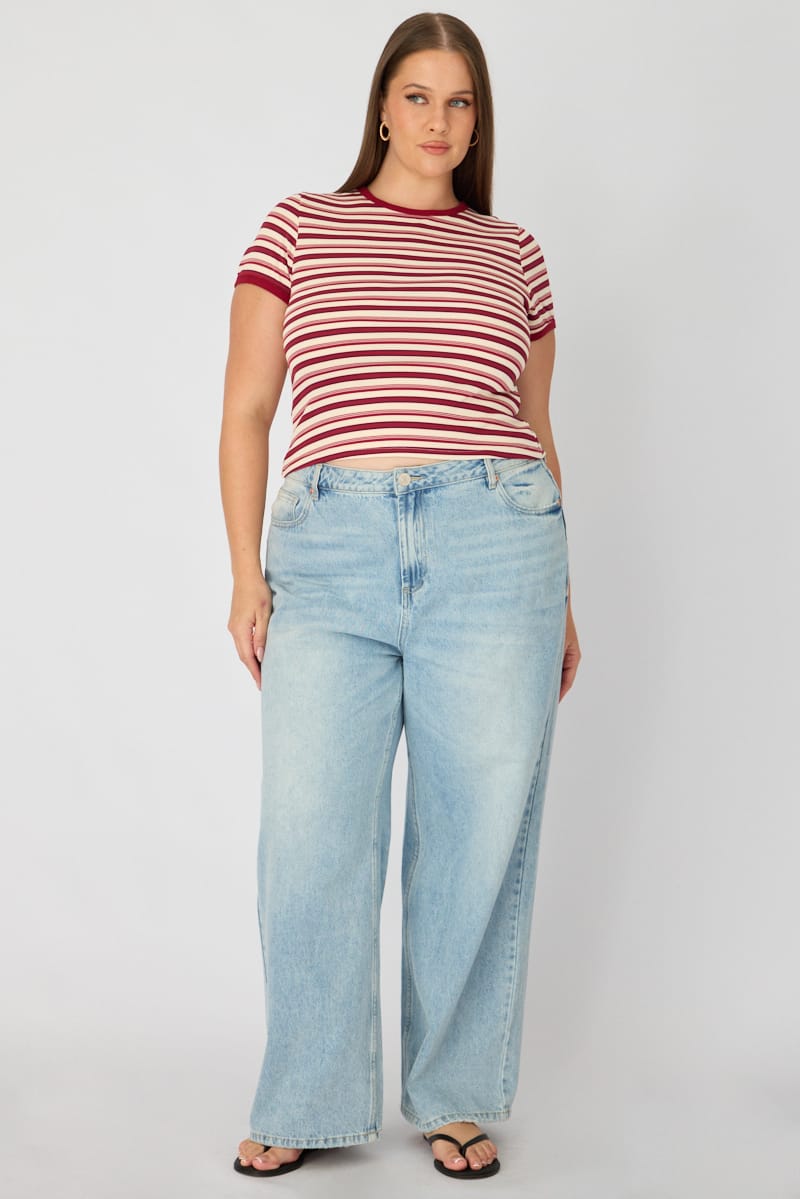 Red Stripe Baby Tee Short Sleeve for YouandAll Fashion