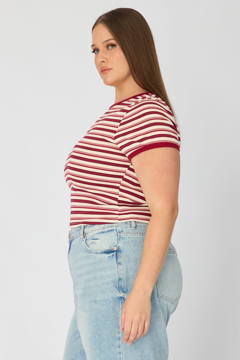 Red Stripe Baby Tee Short Sleeve for YouandAll Fashion
