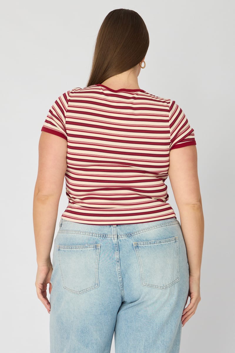 Red Stripe Baby Tee Short Sleeve for YouandAll Fashion