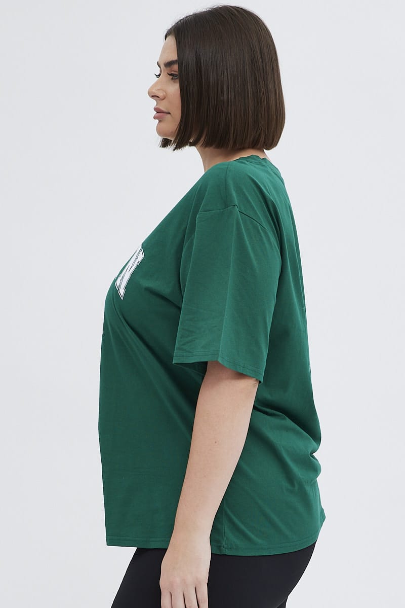 Green Graphic T-shirt Short Sleeve Crew Neck for YouandAll Fashion