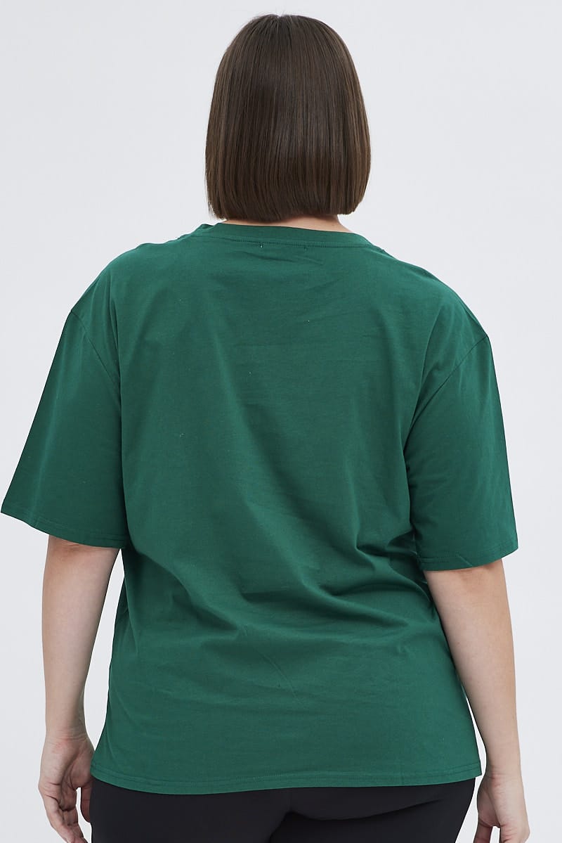 Green Graphic T-shirt Short Sleeve Crew Neck for YouandAll Fashion